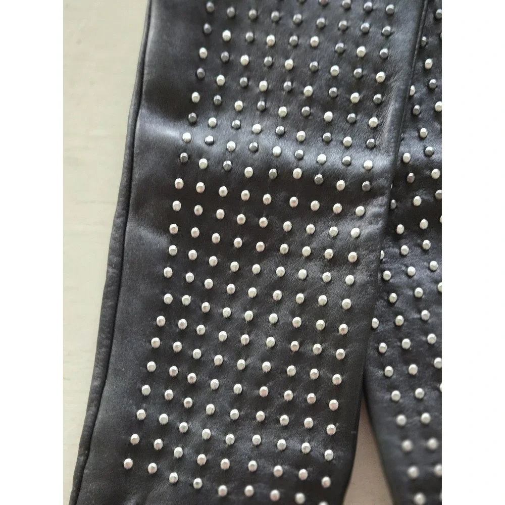 NWT Gloves Black Neiman Marcus Brian Atwood Women's S/M Long Leather Studded